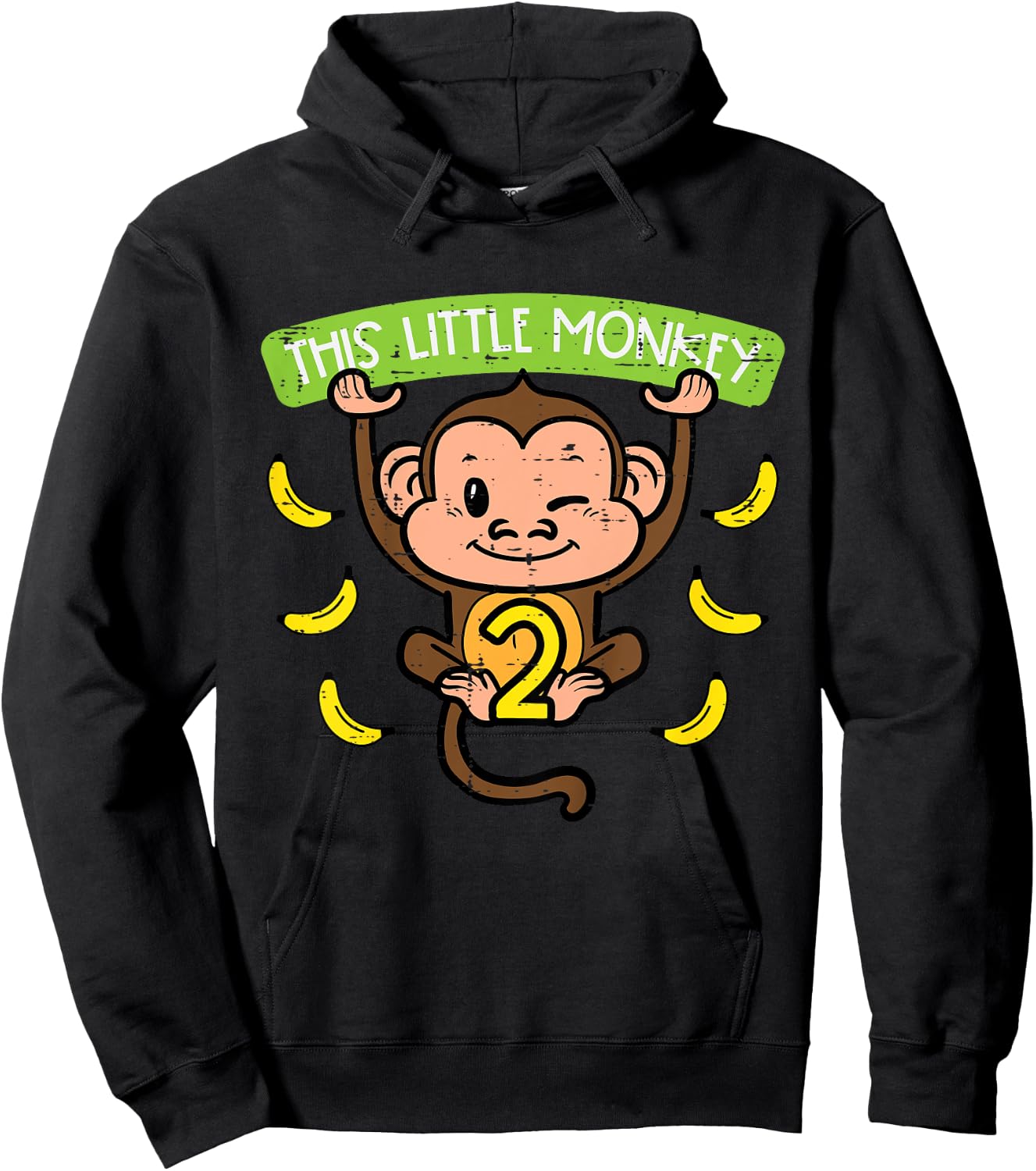 2nd Birthday This Little Monkey 2 Years Old Boys Girls Kids Hoodie - Hoodie | Black