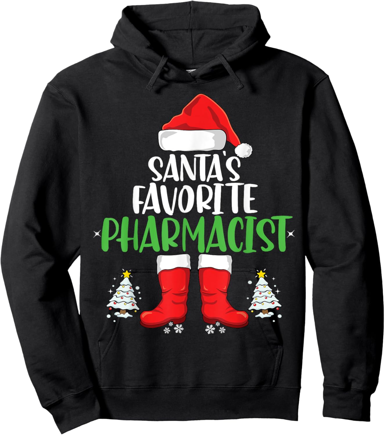 Santa's Favorite Pharmacist Family Matching Christmas Party Hoodie - Hoodie | Black