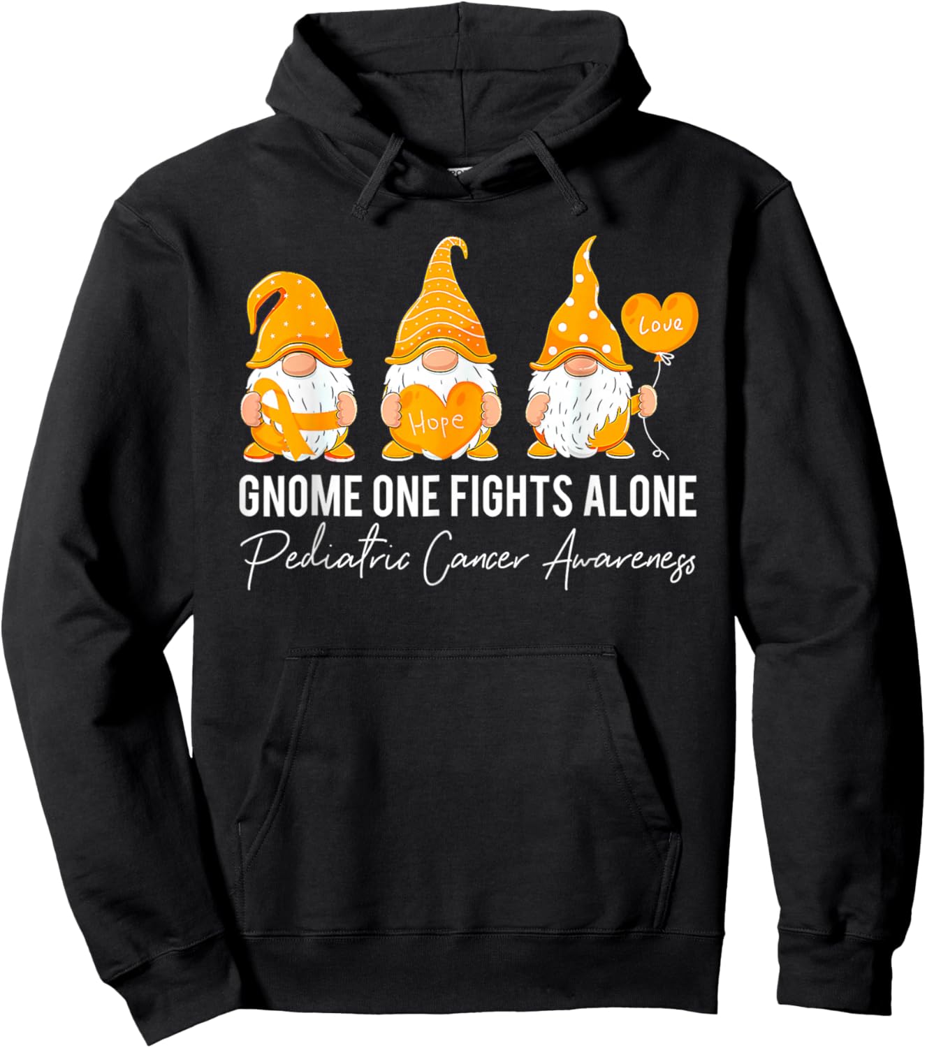Gnome Fights Pediatric Cancer Awareness Yellow Ribbon Hoodie - Hoodie | Black