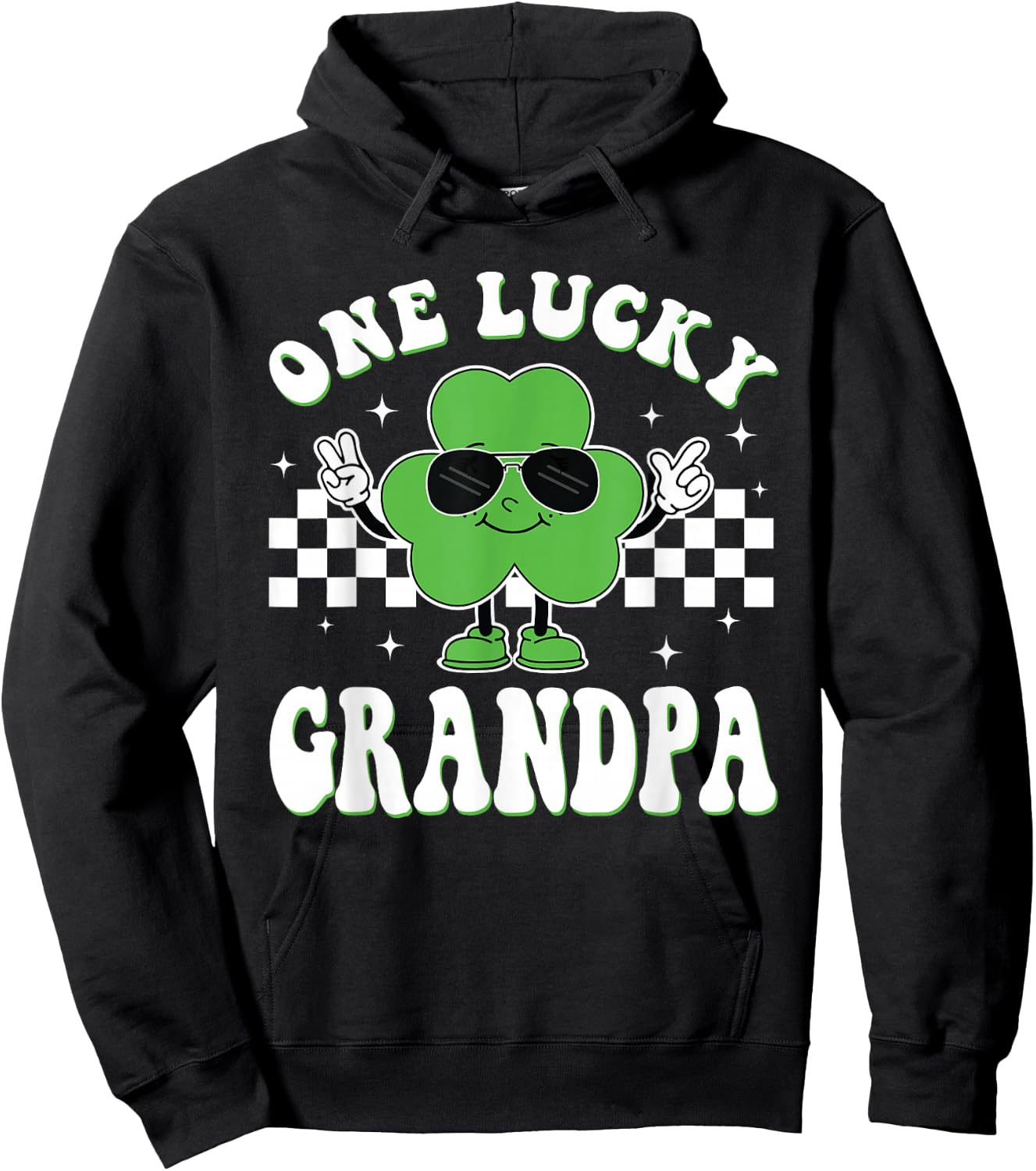 One Lucky Grandpa St Patrick's Day Irish Grandpa Shamrock Hoodie - Hoodie | Black