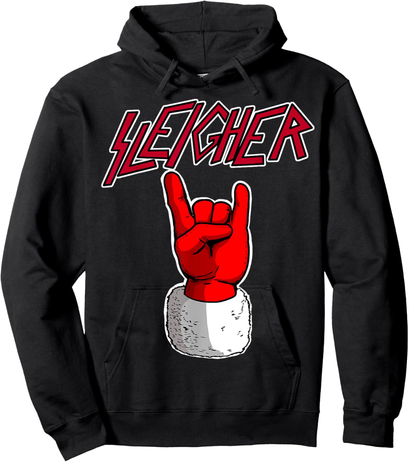 Sleigher Santa Claus Metal Christmas funny Hail Santa Hoodie - Hoodie | Black