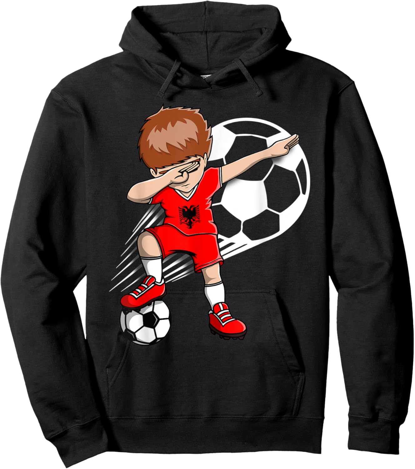 Dabbing Soccer Boy - Albania Jersey Albanian Football Fans Hoodie - Hoodie | Black