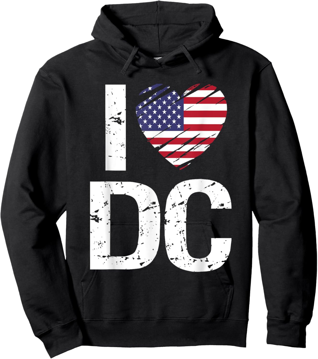 I love DC with American Flag Hoodie - Hoodie | Black