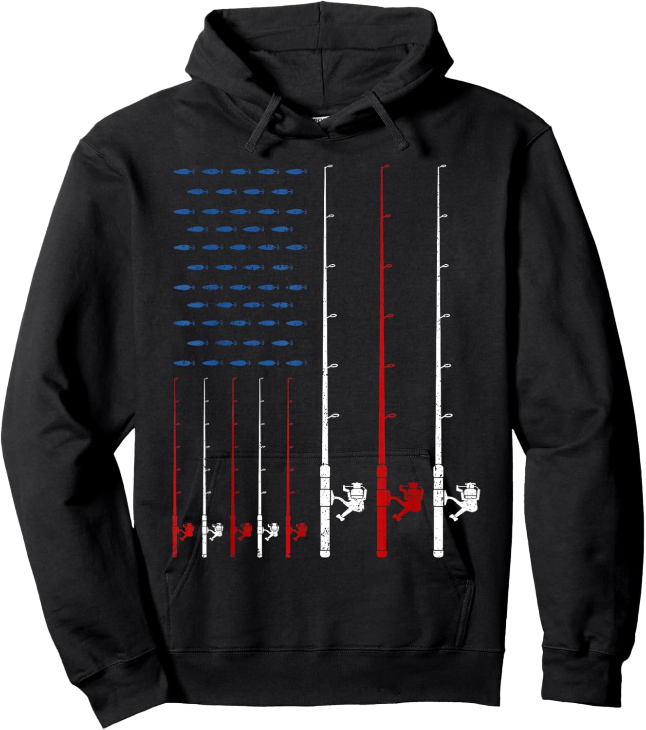 Fishing Rods American Flag Hoodie - Hoodie | Black