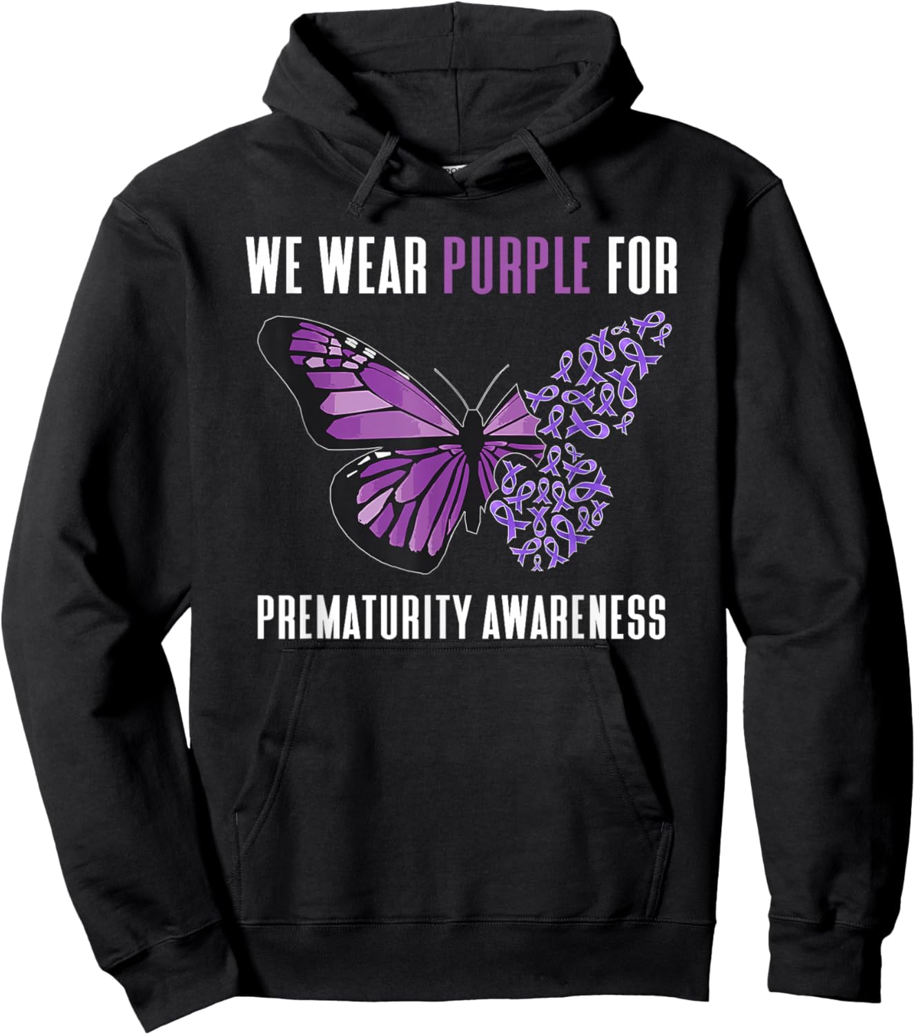 We Wear Purple Prematurity Awareness Nicu Dad Preemie Mom Hoodie - Hoodie | Black