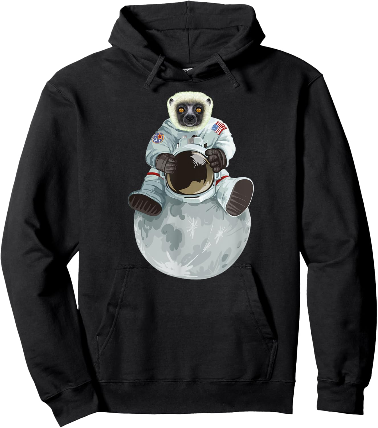 lemur astronaut Sitting moon Space Animal Coquerel's sifaka Hoodie - Hoodie | Black