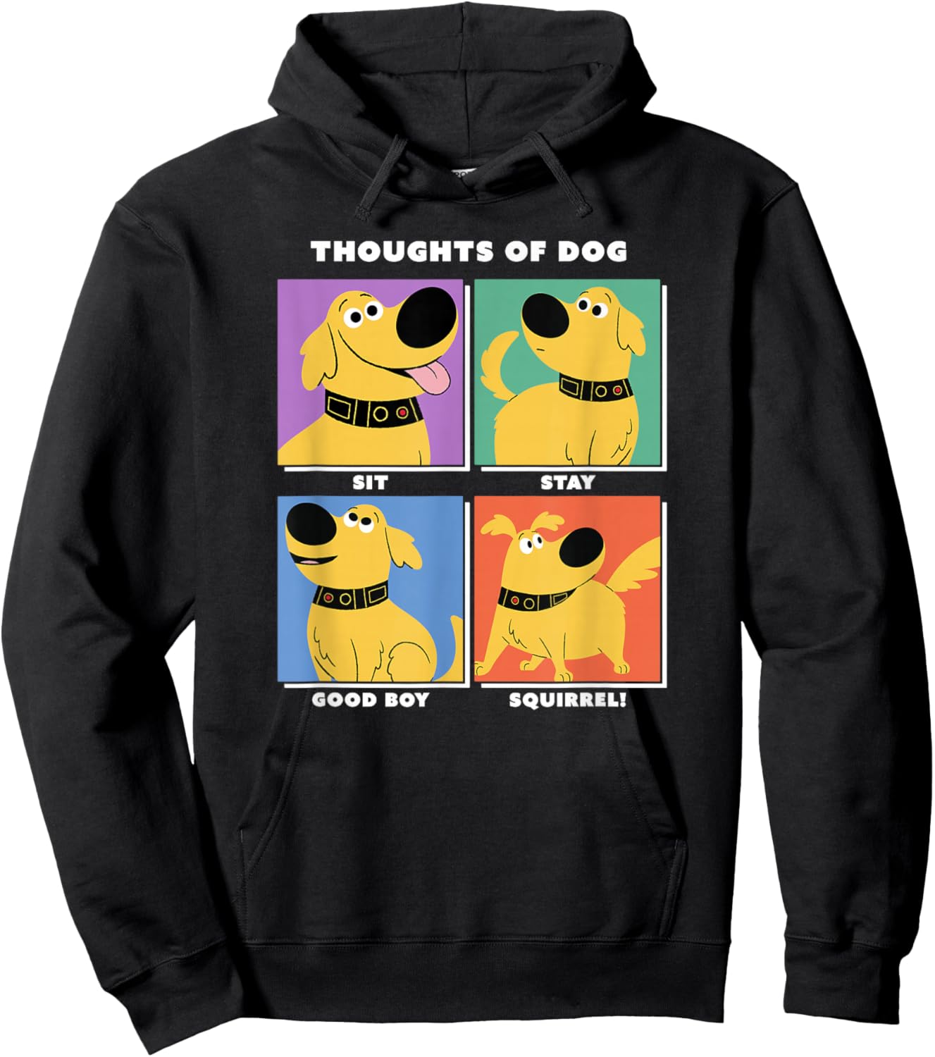 Disney Pixar Up Dug Thoughts of Dog Expressions Box Up Small Hoodie - Hoodie | Black