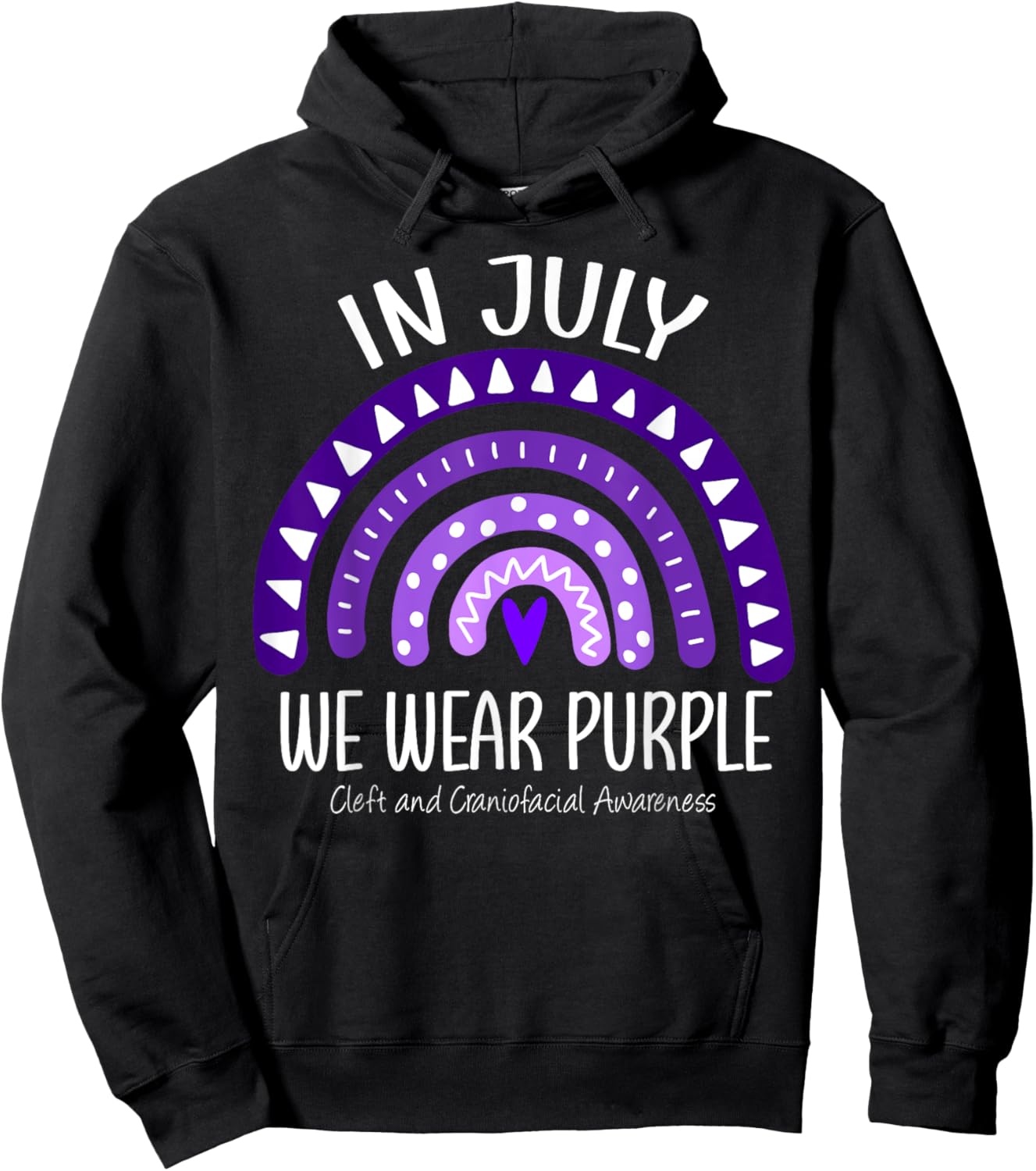 Rainbow July We Wear Purple Cleft and Craniofacial Awareness Hoodie - Hoodie | Black