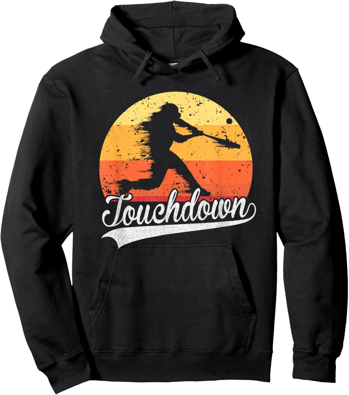 Touchdown Funny Baseball Player Retro Vintage Sunset Homerun Hoodie - Hoodie | Black