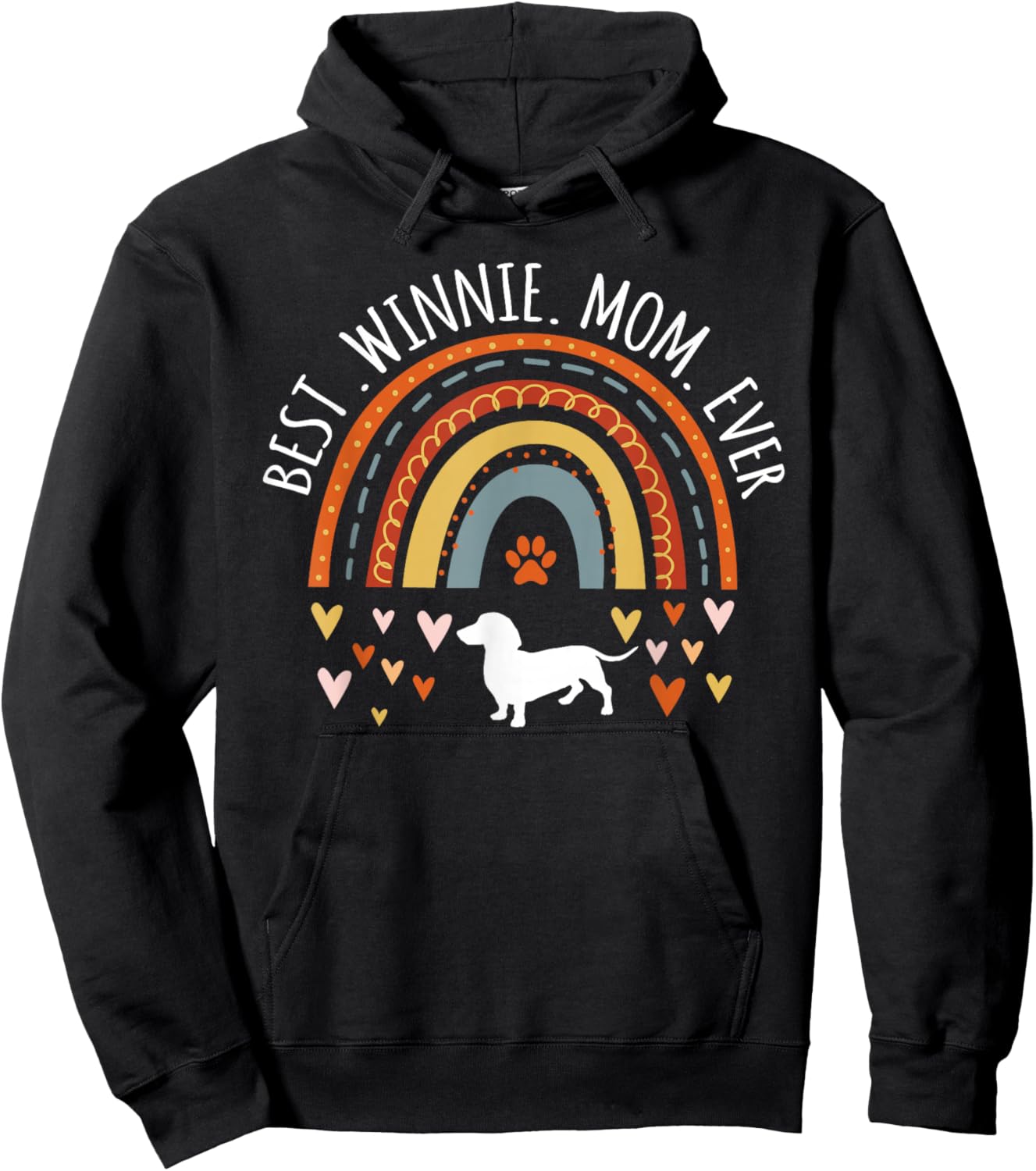 Best Winnie Mom Ever Rainbow Gifts Dachshund Lover Dog Mama Men Women Girls Kids Hoodie - Hoodie | Black