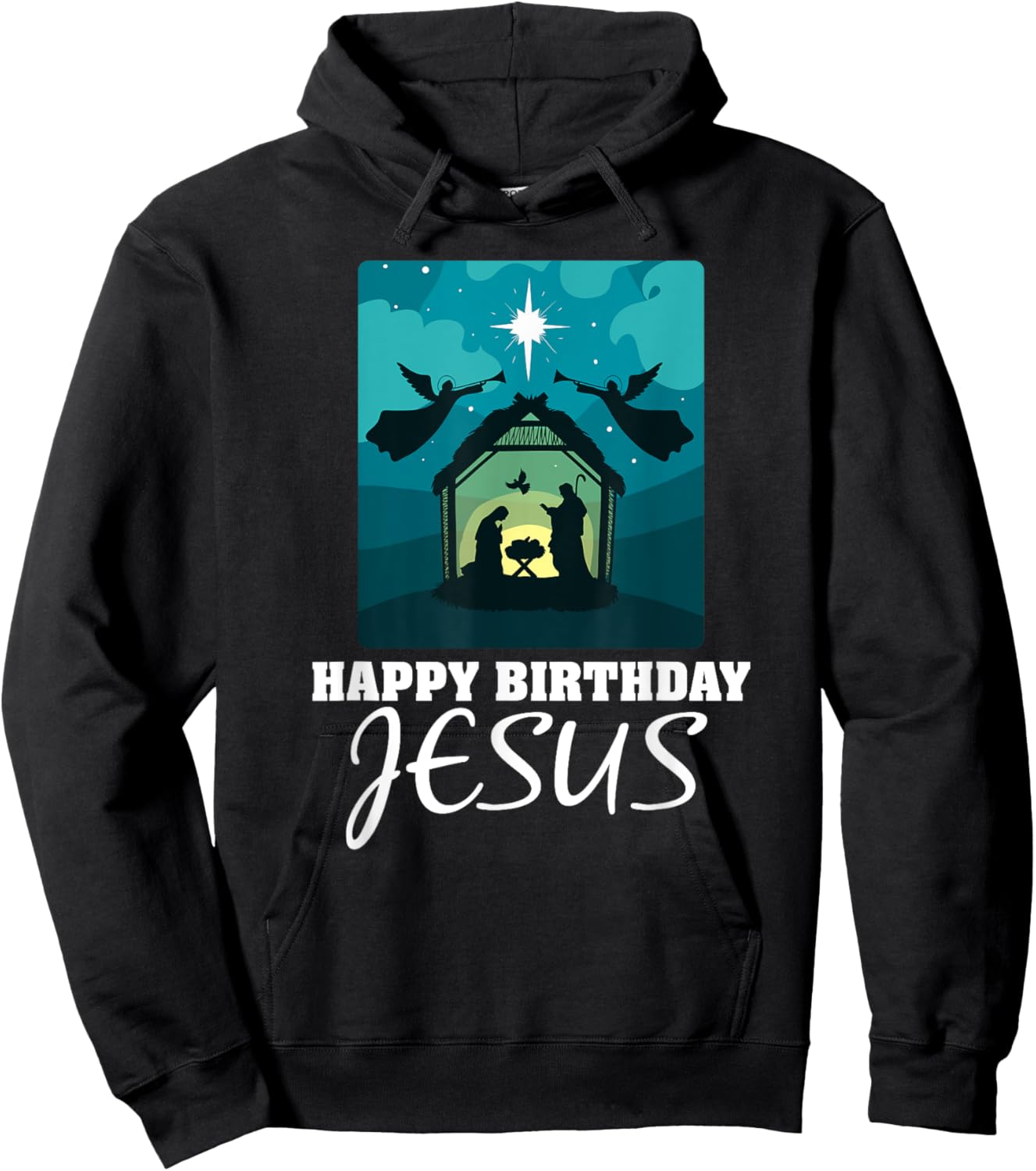 Happy Birthday Jesus - Christmas Advent Nativity Scene North Hoodie - Hoodie | Black
