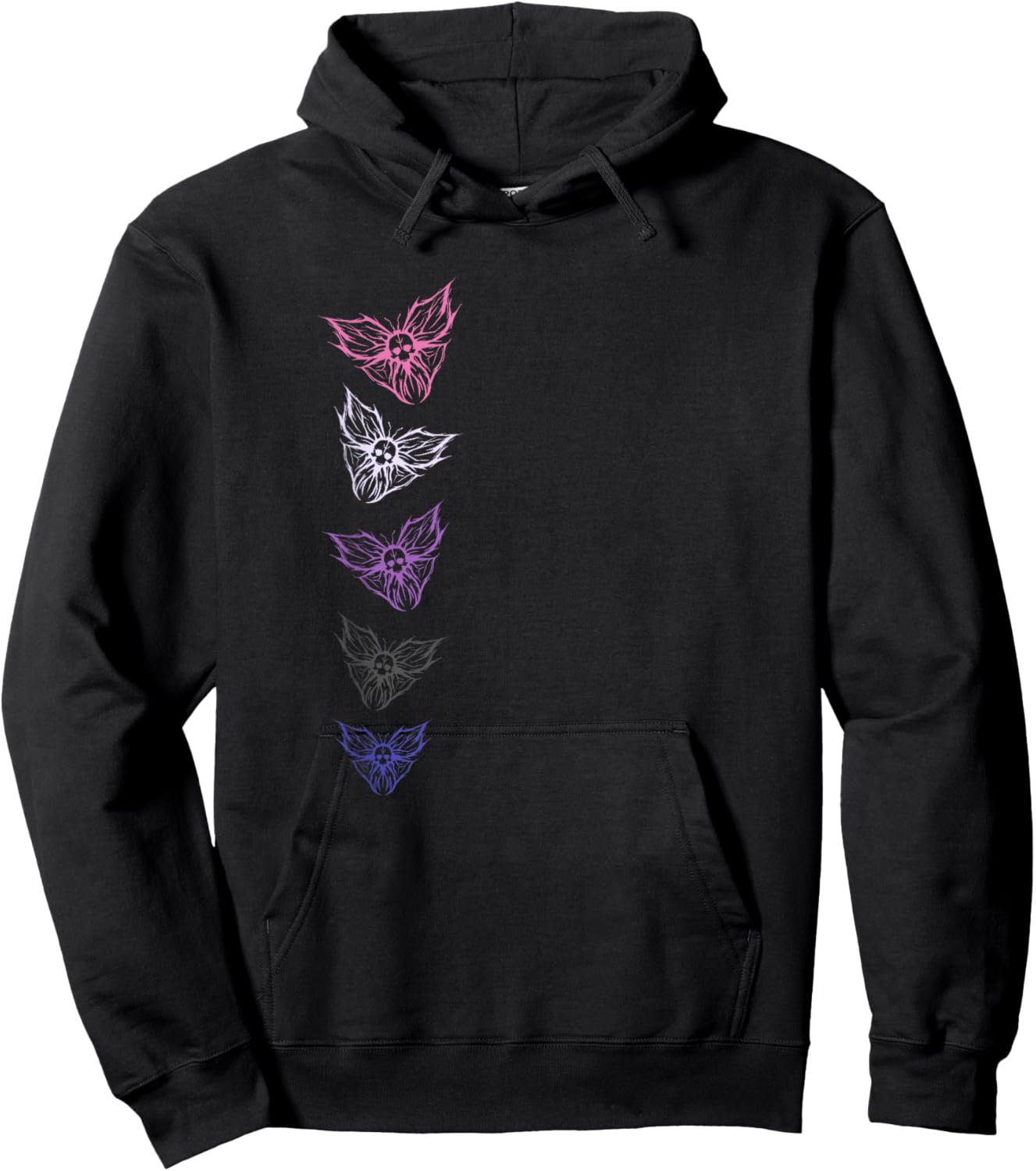 Subtle Genderfluid Pride Goth Butterfly, Non Binary Flag Hoodie - Hoodie | Black