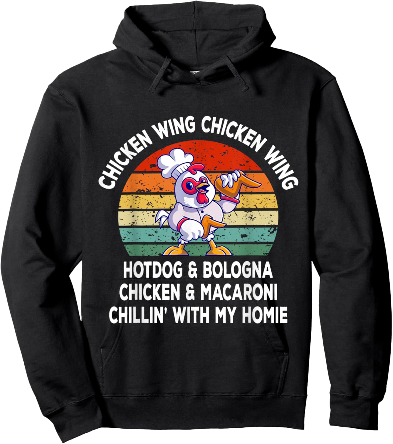 Chicken Wing Chicken Wing Hotdog and Bologna Funny Hoodie - Hoodie | Black