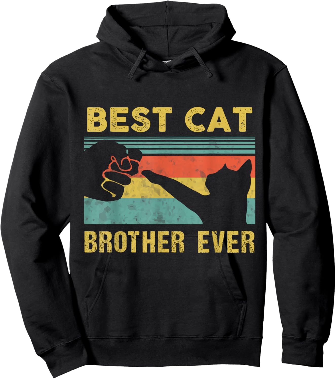 Best Cat Brother Ever Vintage Cats Happy Father's Day Hoodie - Hoodie | Black