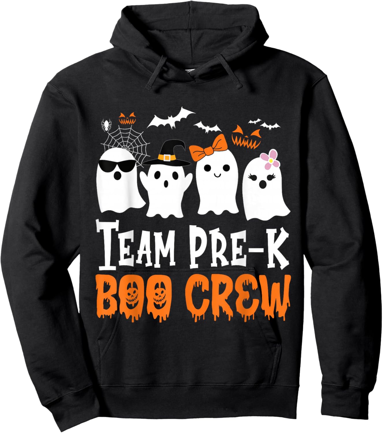 Team Preschool Boo Crew Halloween Ghost Hoodie - Hoodie | Black
