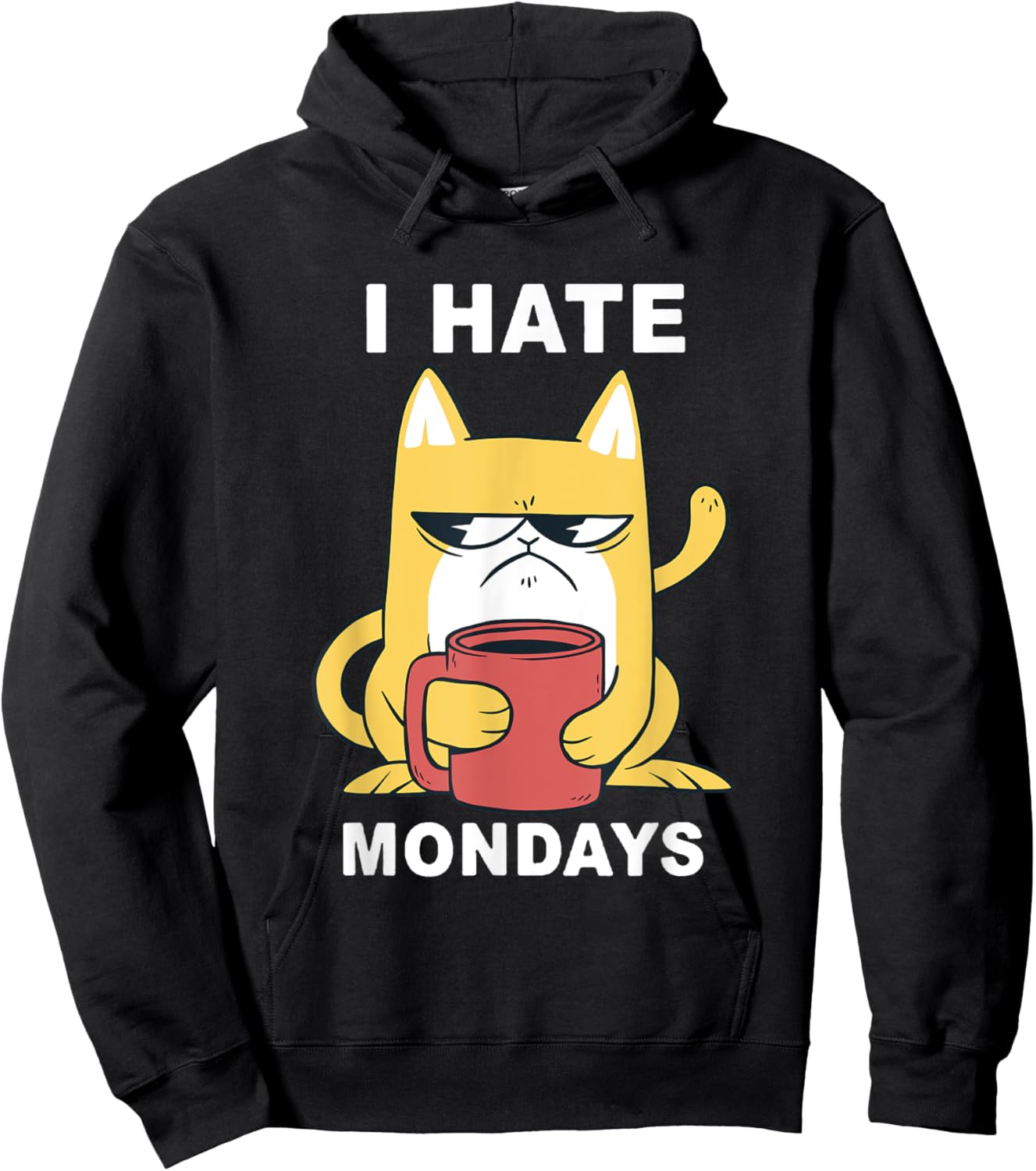 Funny I Hate Mondays Coffee Cat Hoodie - Hoodie | Black