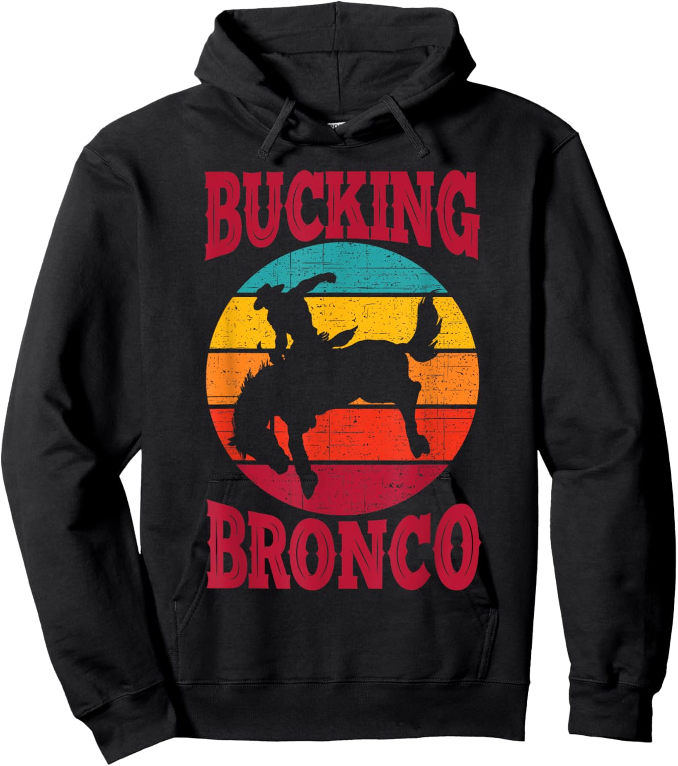 Rodeo Bucking Bronco Horse Vintage Retro Style Hoodie - Hoodie | Black