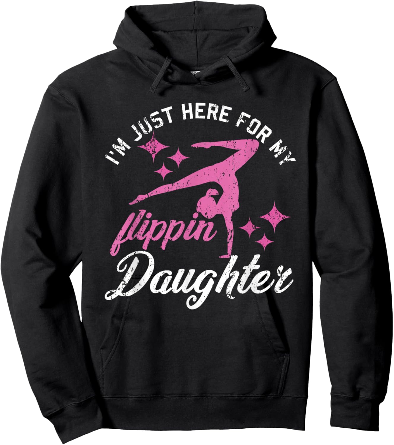Im Just Here For My Flippin Daughter Gymnast Girls Mom Dad Hoodie - Hoodie | Black
