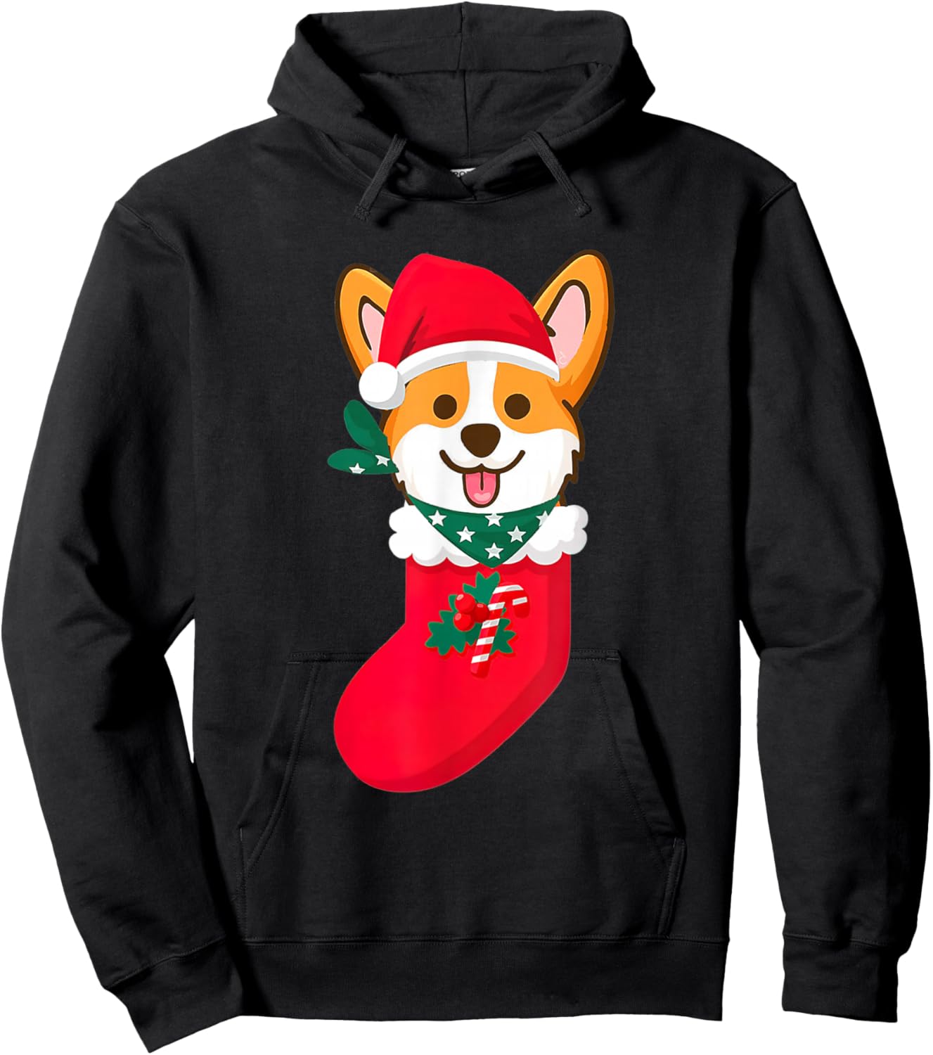 Cute Christmas Corgi Surprise Sift In The Sock Corgi Xmas Hoodie - Hoodie | Black