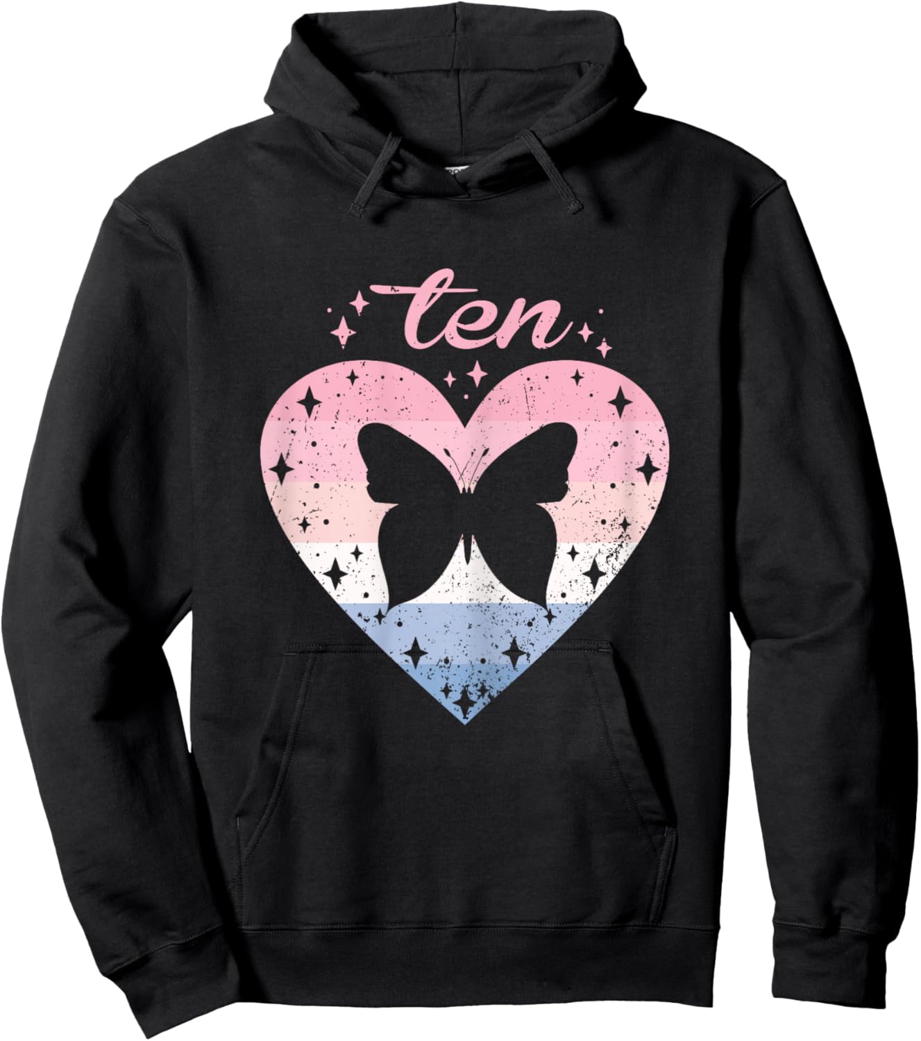 10 Year Old Cute Butterfly Birthday Girl 10th B-day Hoodie - Hoodie | Black