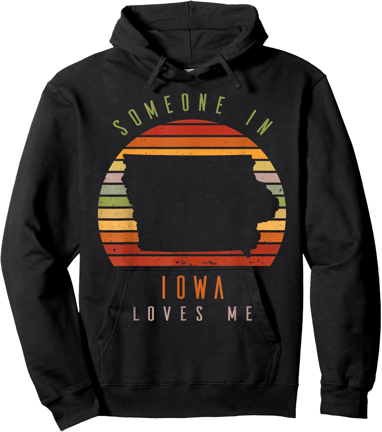 Someone In Iowa Loves Me Vintage State Retro Hoodie - Hoodie | Black