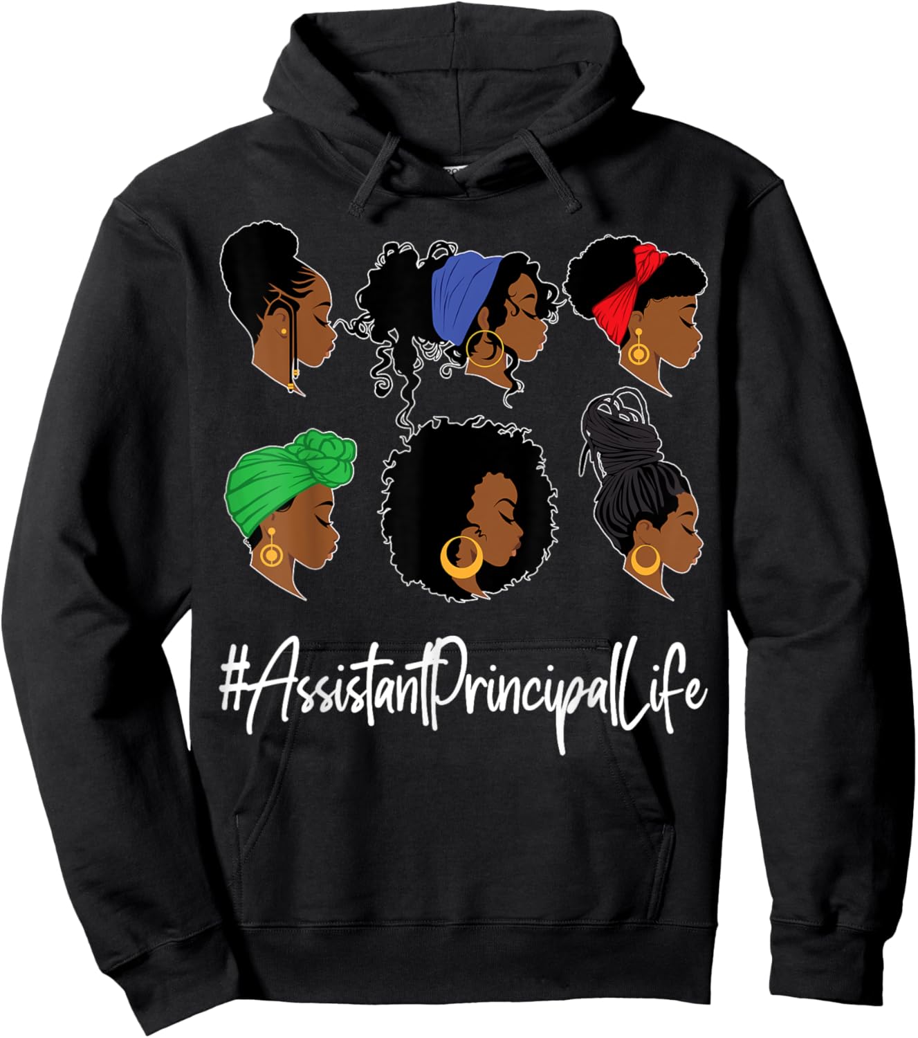 Assistant Principal Life Black African-American Afro Woman Hoodie - Hoodie | Black