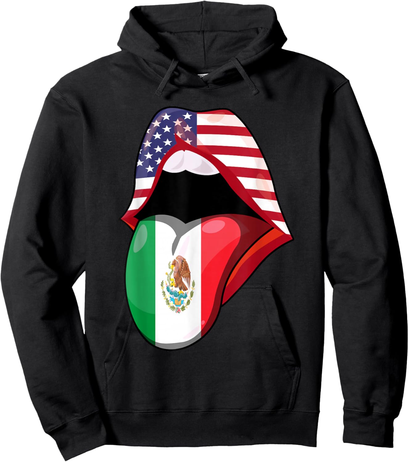 Mexican Women Roots American Grown Lips Flag USA Mexico Hoodie - Hoodie | Black