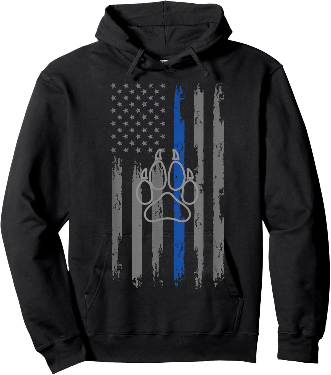Police Flag with Dog Paw Print K9 Hoodie - Hoodie | Black