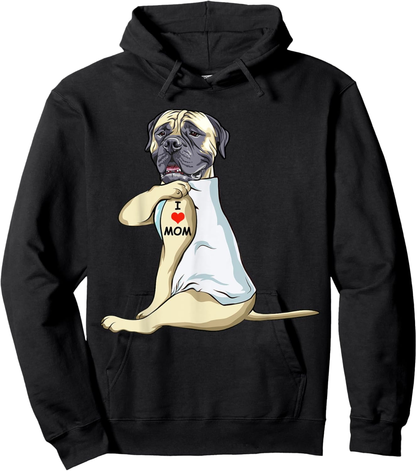 I Love Mom Tattoo English Mastiff Mom Dog Lover Women Hoodie - Hoodie | Black