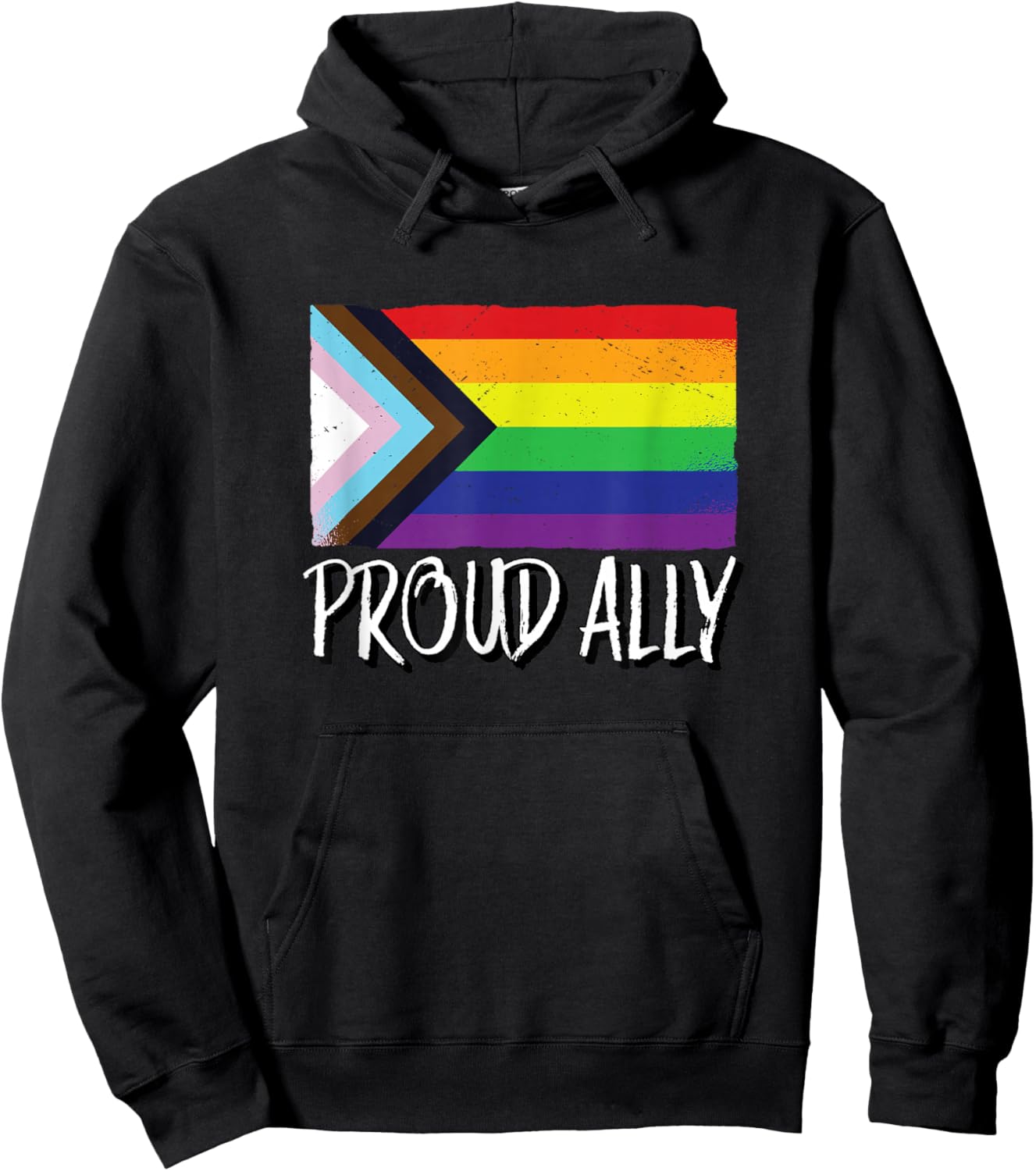 Proud Ally | Gay Pride Month LGTBQ Black Pride Flag Hoodie - Hoodie | Black