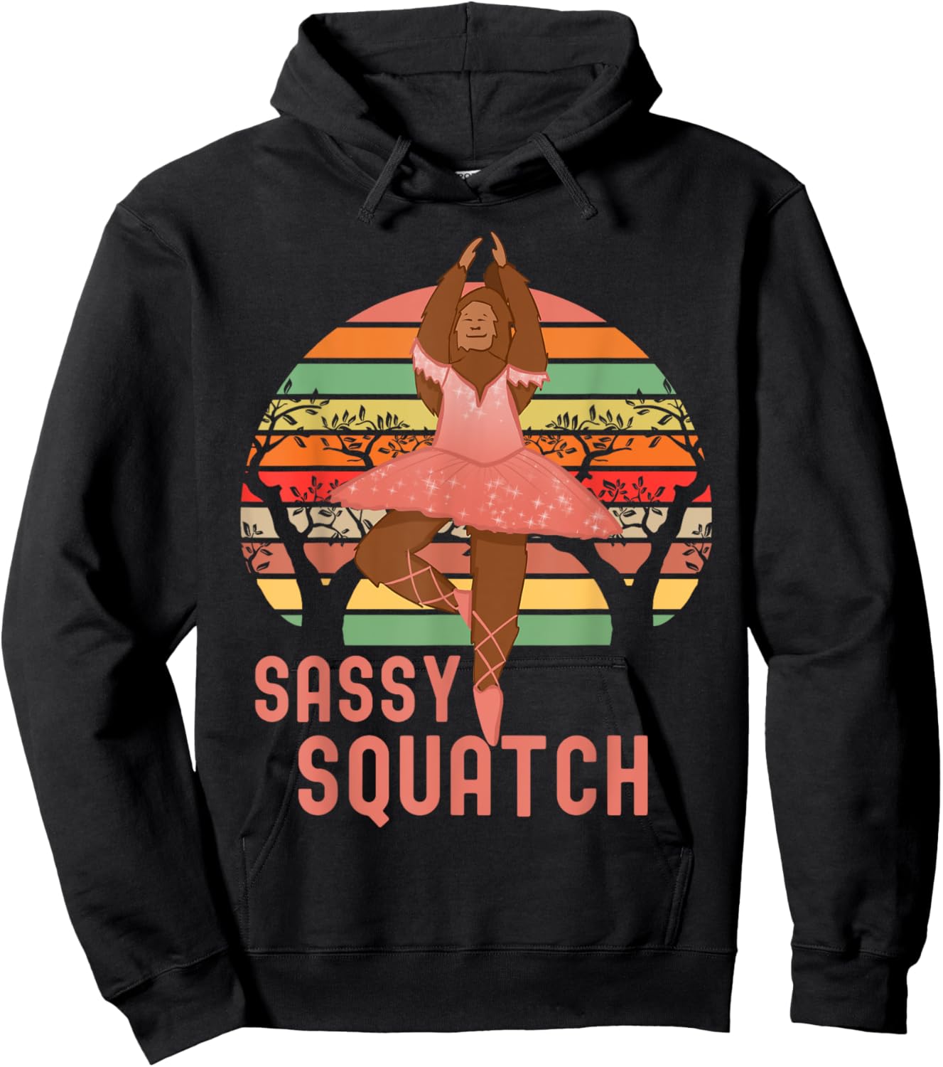 Sassy Squatch, In A Tutu & Ballet Shoes, Bigfoot Ballerina Hoodie - Hoodie | Black