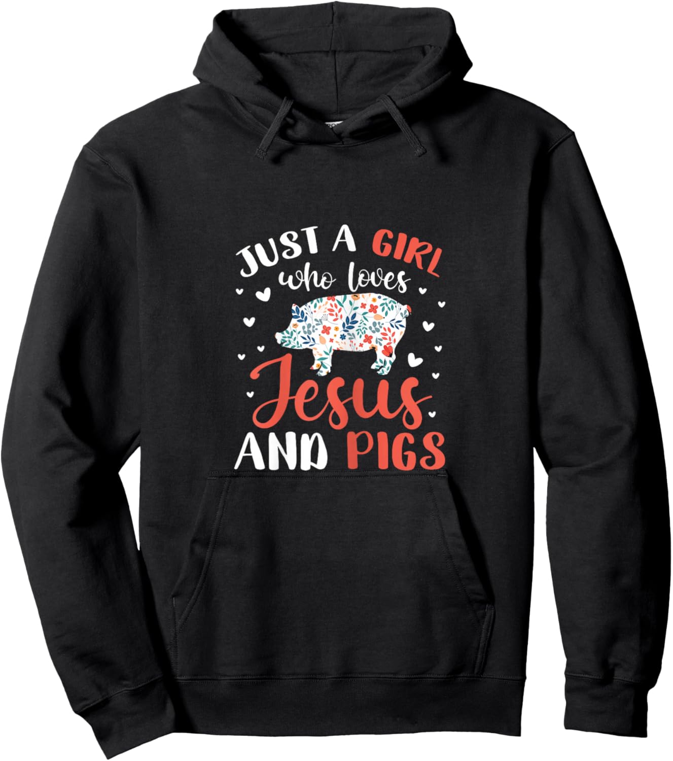 Just A Girl Who Loves Jesus and Pigs Pig Lover Christian Hoodie - Hoodie | Black
