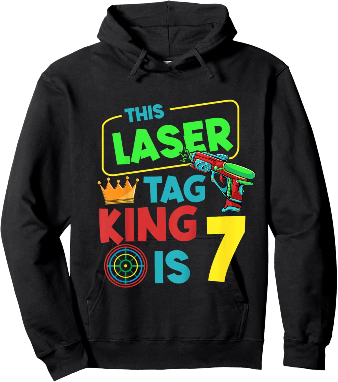 This Laser Tag King is 7 Years, Laser Tag Birthday Hoodie - Hoodie | Black