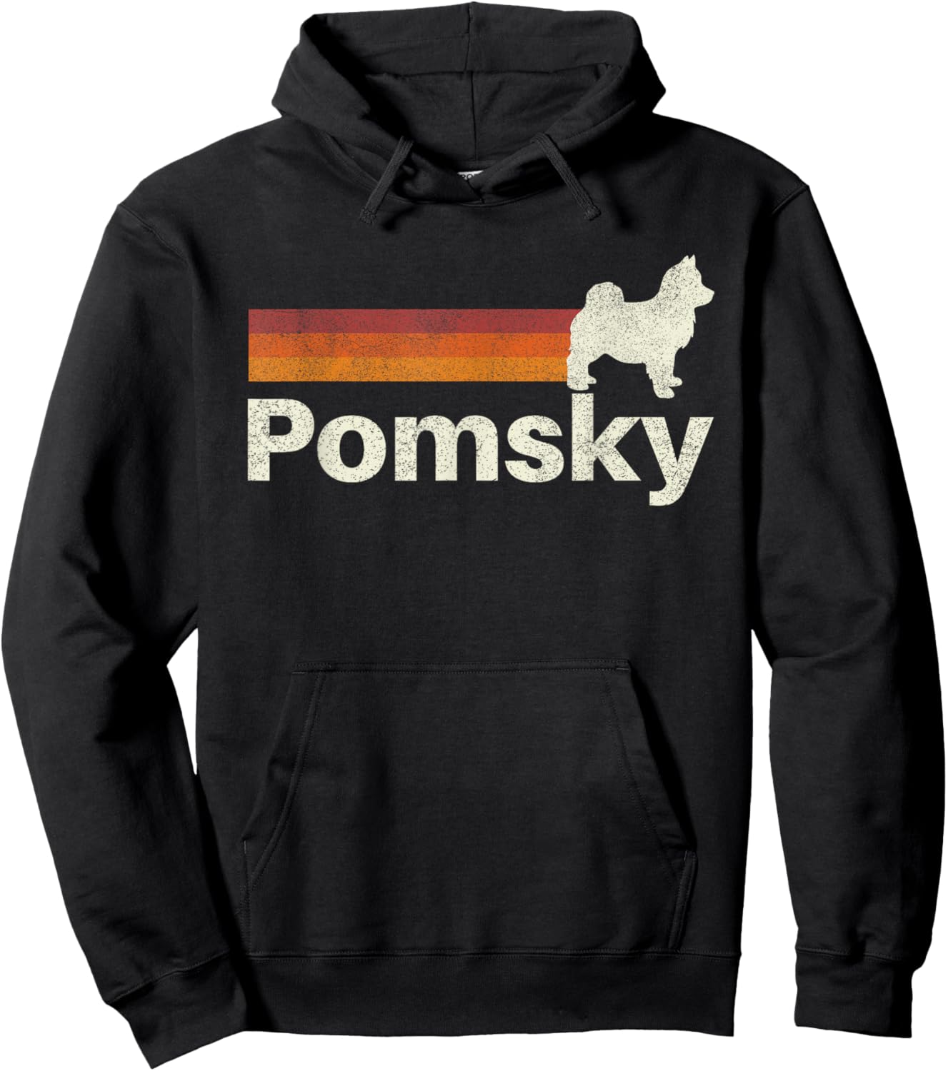Vintage Pomsky Retro Mom Dad Dog Women Girls Kids Hoodie - Hoodie | Black