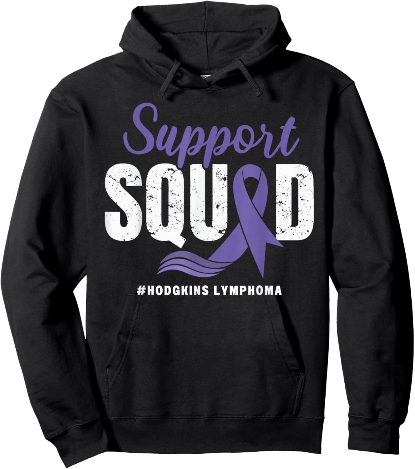 Hodgkins Lymphoma Support Squad Wear Purple Awareness Ribbon Hoodie - Hoodie | Black
