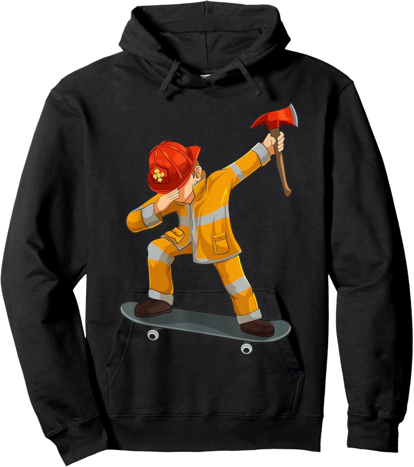 Skateboarding Dabbing Firefighter Skater Skateboard Hoodie - Hoodie | Black