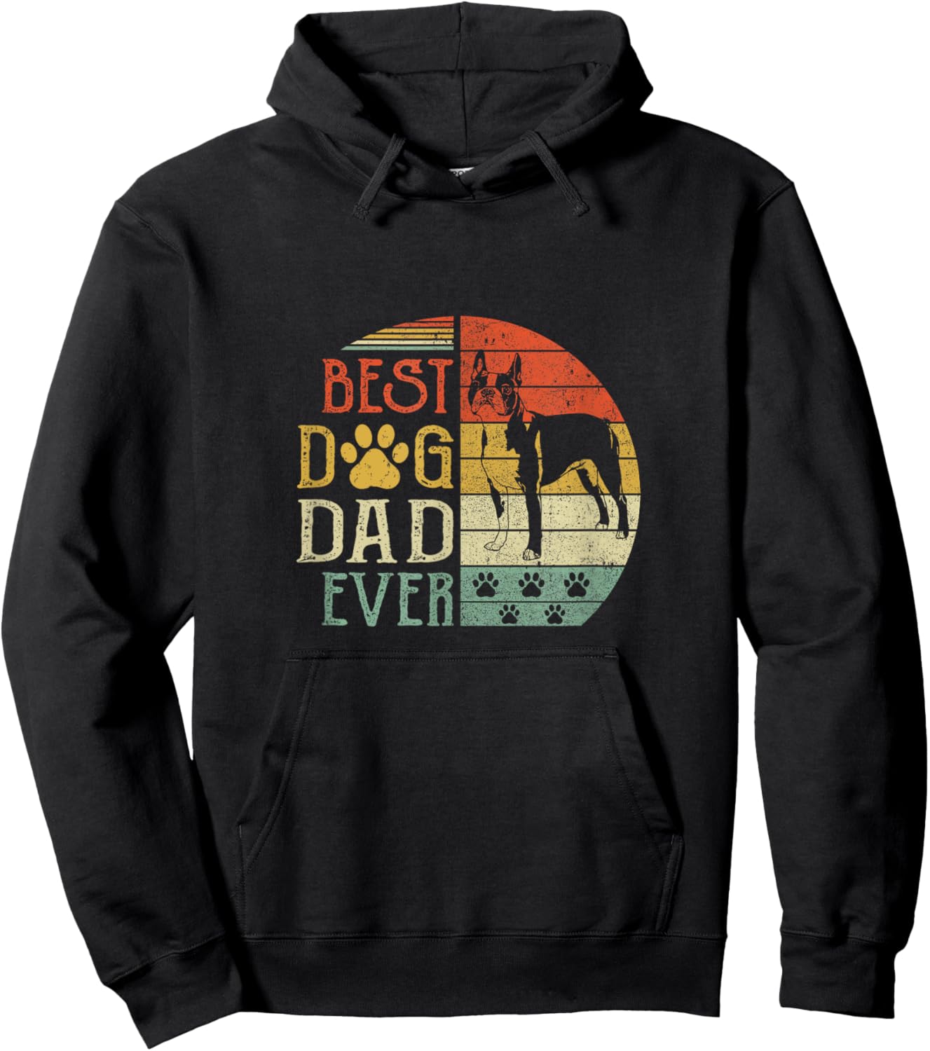Boston Terrier Best Dog Dad Ever Vintage Father'S Day Retro Women Hoodie - Hoodie | Black
