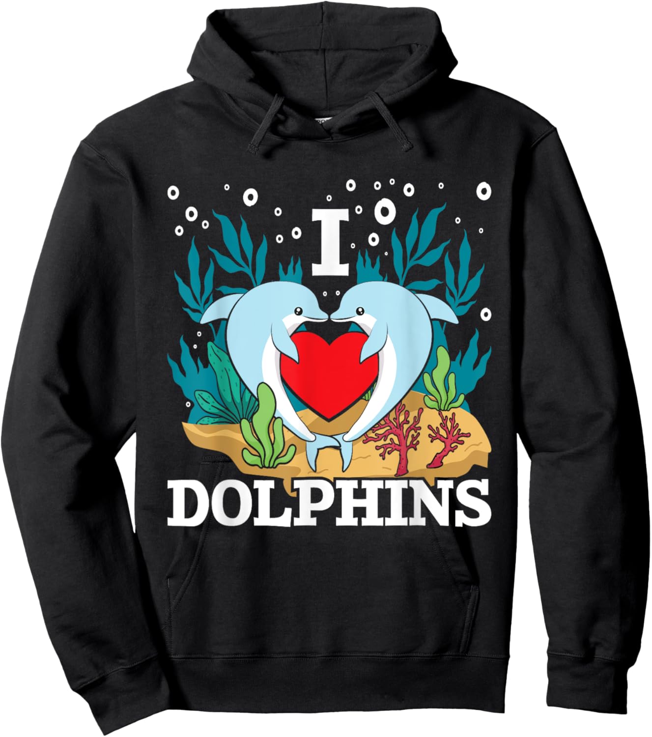 I Love Dolphins - Dolphin Lover Zookeeper Marine Biologist Hoodie - Hoodie | Black