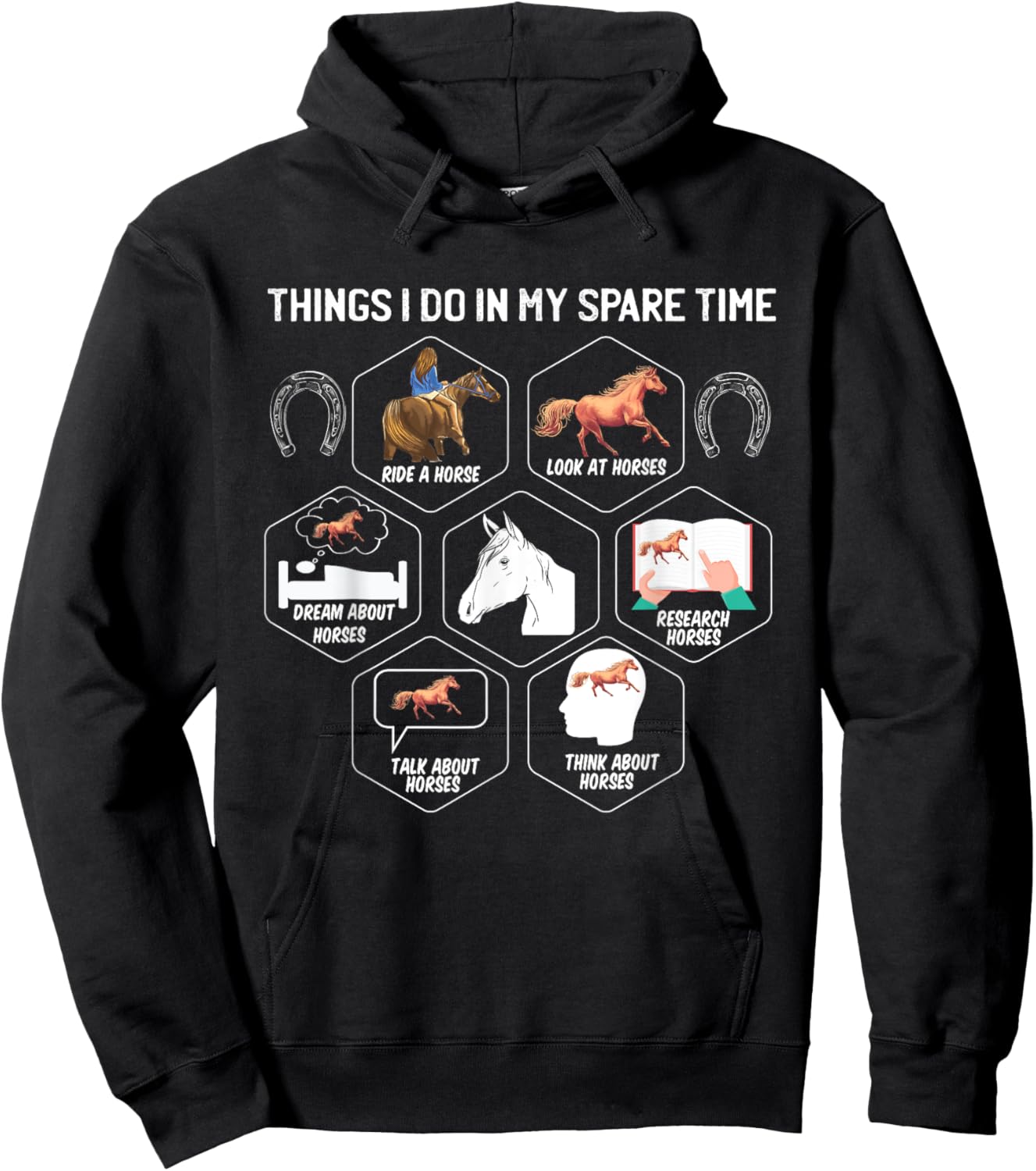 Horse Shirts Girls Things I Do In My Spare Time Hoodie - Hoodie | Black