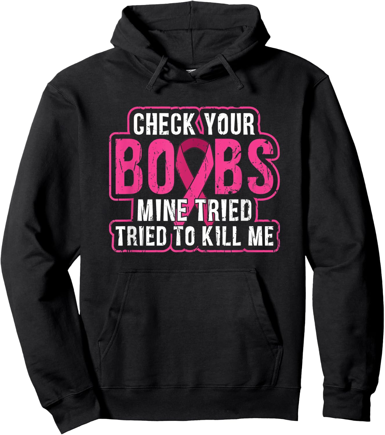 Check your boobs Mine tried to kill me - awareness Hoodie - Hoodie | Black
