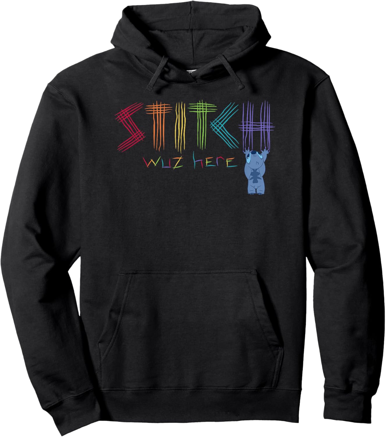 Disney Lilo & Stitch Rainbow Stitch Was Here Scratch Hoodie - Hoodie | Black