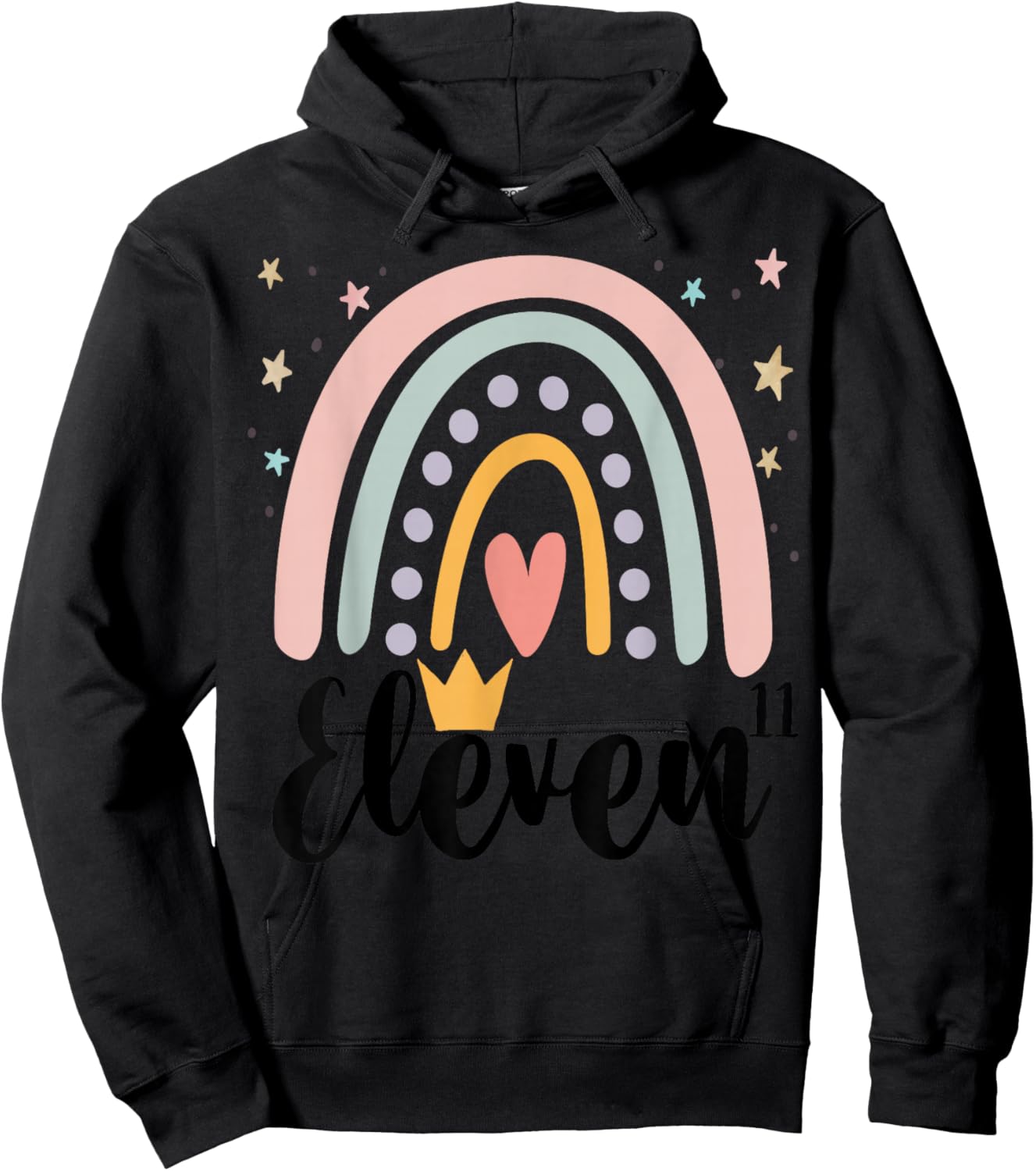 11 Year Birthday Rainbow Party Family 11 Year Old Hoodie - Hoodie | Black