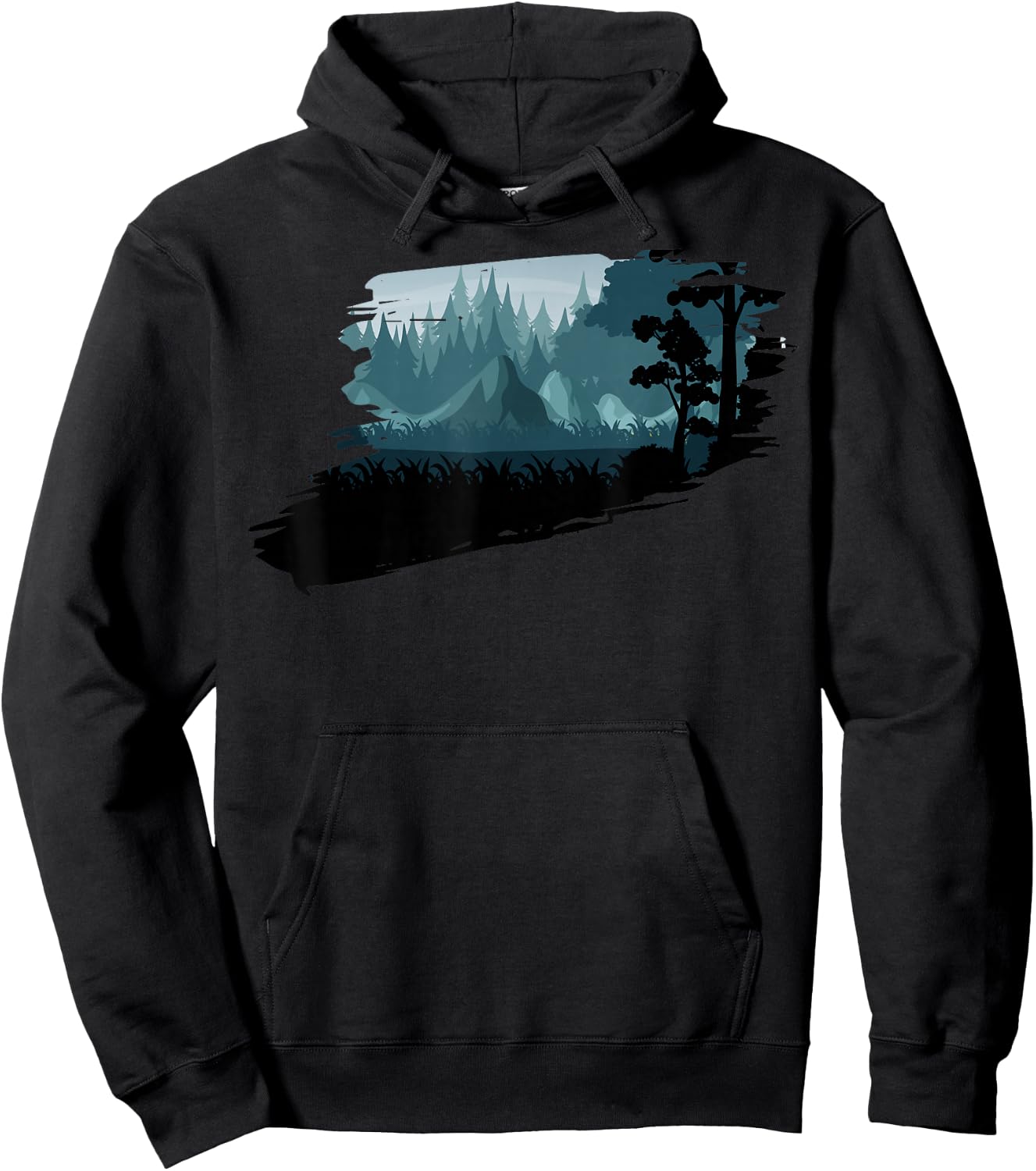 Beautiful Mountain, Nature Trees and Forest Hoodie - Hoodie | Black