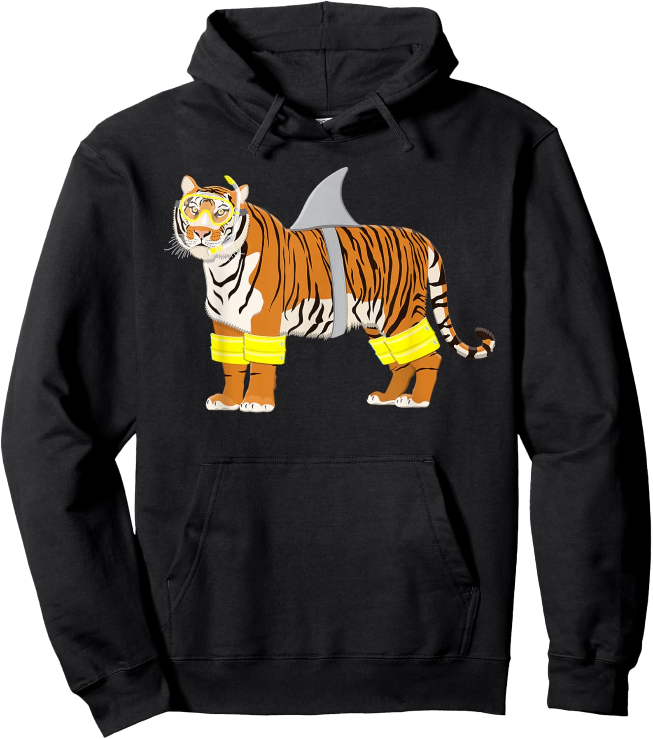 Tiger Shark Tiger Dresses Like Shark Funny Animal Pun Hoodie - Hoodie | Black