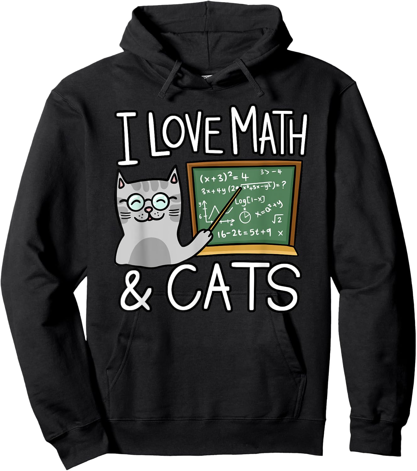 Funny Cat Lover, Math And Cat, Funny Math Lover Women Kids Hoodie - Hoodie | Black