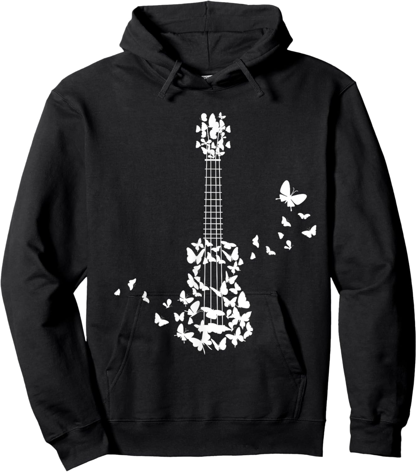 Ukulele With Butterflies Hoodie - Hoodie | Black