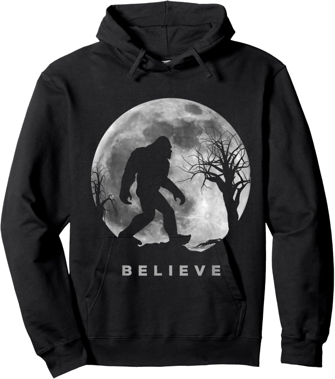 Bigfoot Night Full Moon Shirt I Believe Sasquatch Men Kids Hoodie - Hoodie | Black