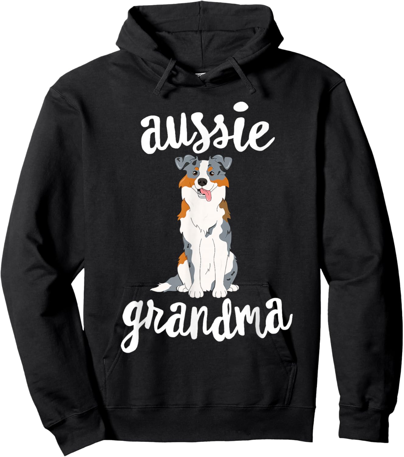Blue Merle Australian Shepherd Grandma Aussie Dog Grand Maw Women Girls Kids Hoodie - Hoodie | Black