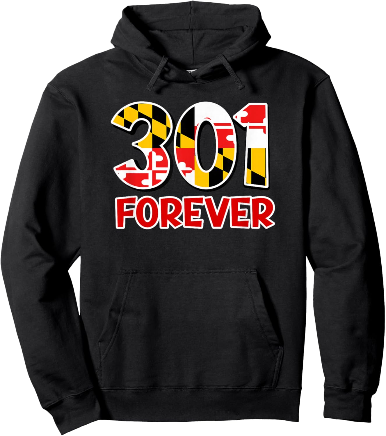 Maryland Flag 301 Area Code Souvenir Hoodie - Hoodie | Black