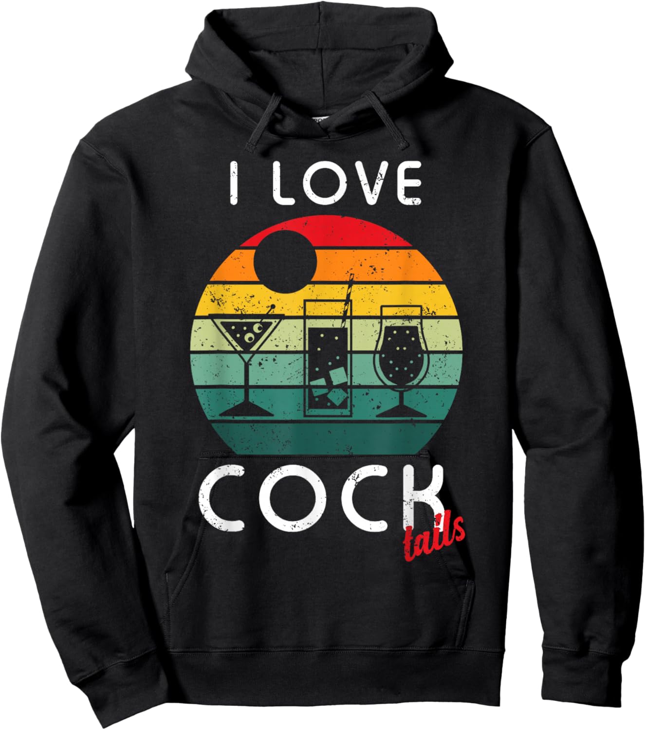 Retro I Love Cocktails Funny Adult Drinking Humor Pun Hoodie - Hoodie | Black
